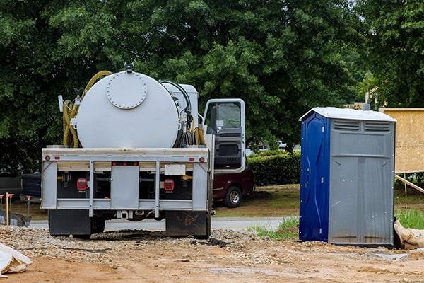 Clean portable restroom service team